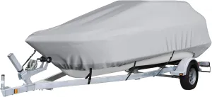 Heavy-Duty Boat Cover,Oxford 600D Waterproof Trailerable Boat Cover Anti-Uv Boat Tarp Deck Boat Covers Center Console Cover Boat Bass Tracker Boat Cover,Fits V-Hull,Gray,20~22FT