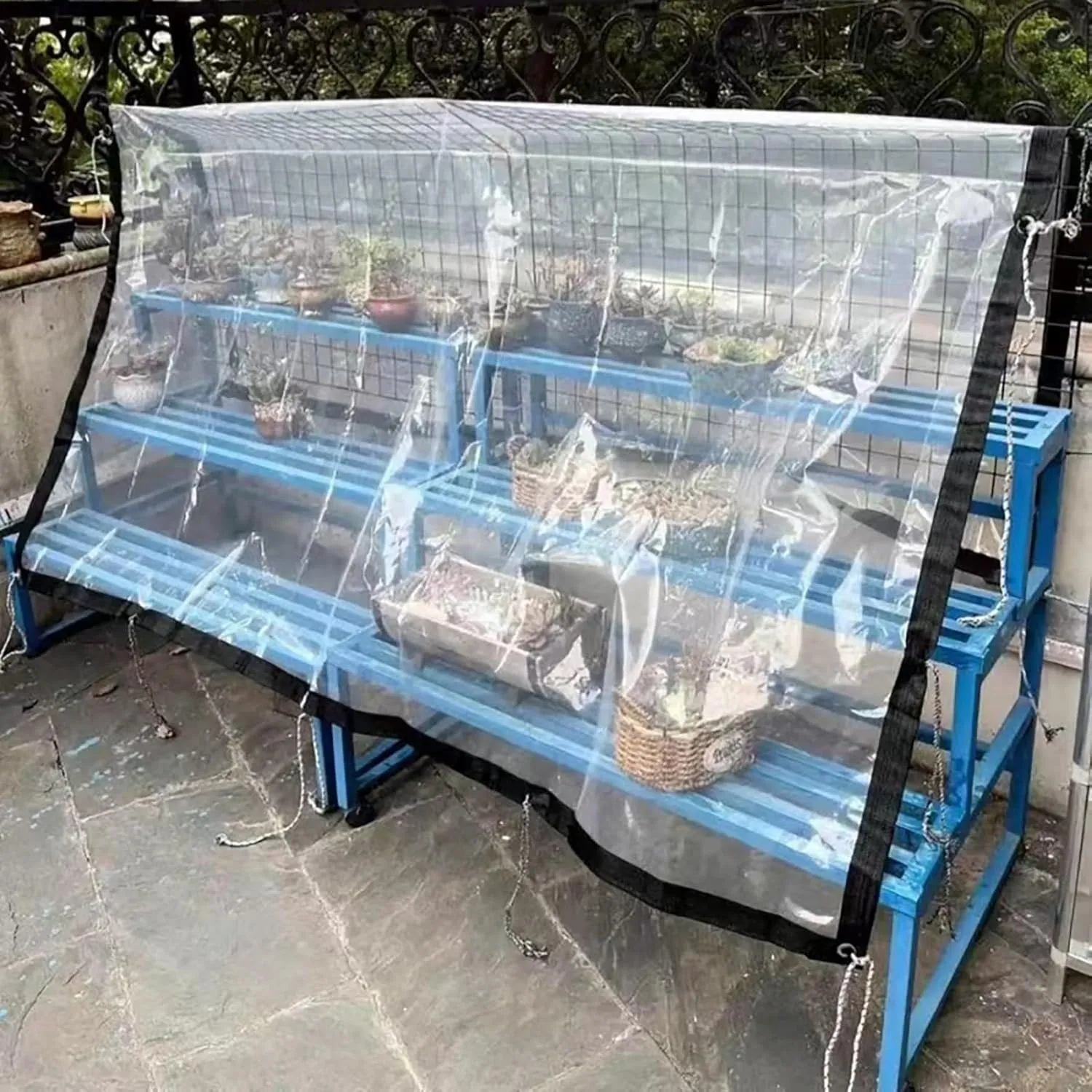 Heavy Duty Clear-Waterproof-Tarps-Outdoor.7 * 10ft 7 * 13ft,7 * 16ft,Tarpaulin Transparent of Patio,Clear Plastic Tarp for Garden Winter(13x16 ft(4x5m))