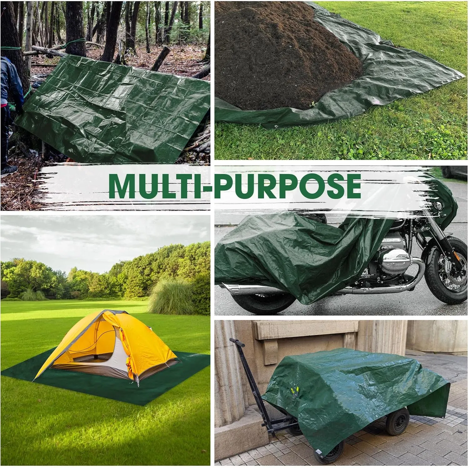 Heavy Duty Double-Sided Waterproof Poly Tarp 14x30 Feet 8mil Thick Polyethylene Tarps, Perfect for Outdoor Use, Plastic Cover & Mat for Tent Camping Storage Boat Bikes Vehicles