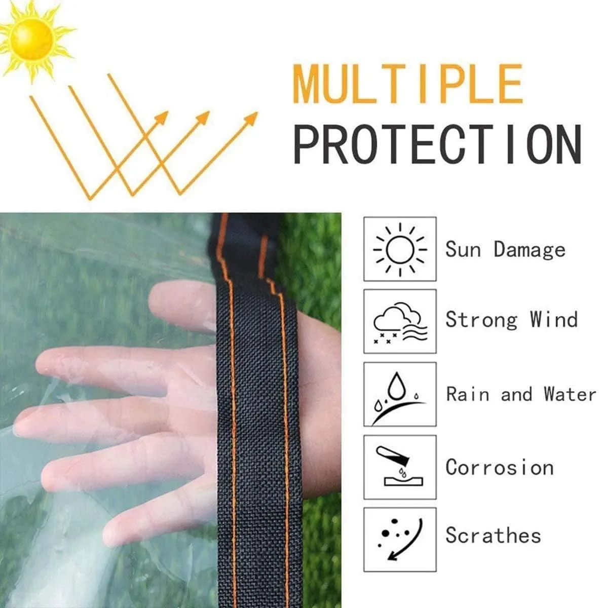 Heavy Duty Dustproof Waterproof, 130g/m² Tarp Cover with Grommets Anti-Aging Insulation PE Plastic Emergency Rain Shelter Rainproof Tarpaulin for Garden Furniture(6x3m/19.8'x9.9')