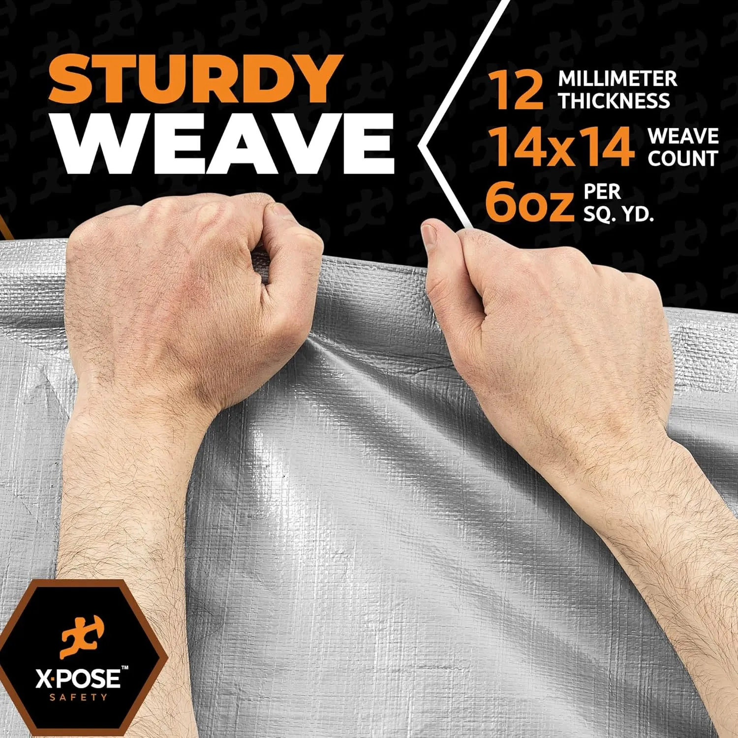 Heavy Duty Silver Poly Tarp 6' X 10' - Multipurpose Protective Cover - Durable, Waterproof, Weather Proof, Rip and Tear Resistant - Extra Thick 12 Mil Polyethylene - by Xpose Safety