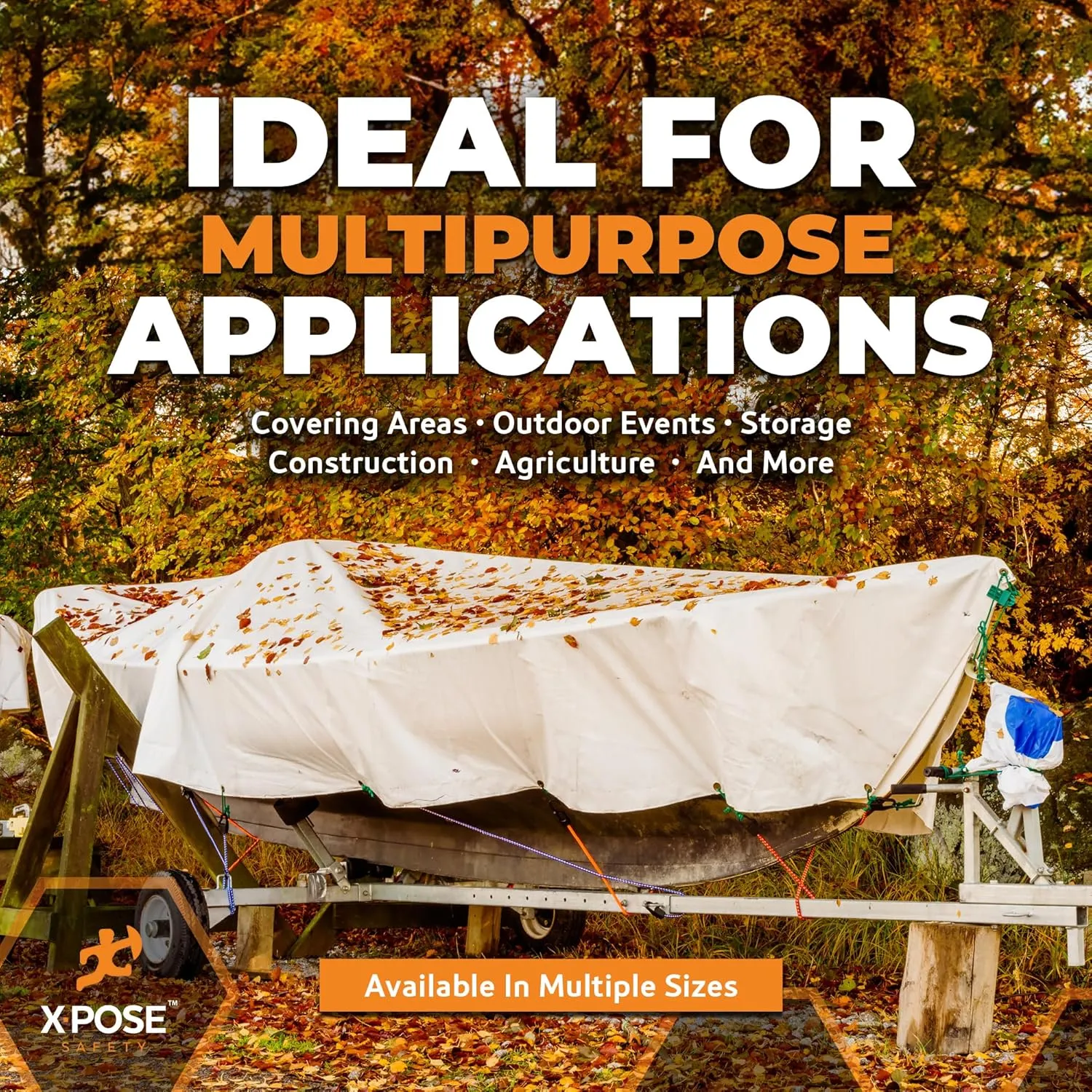 Heavy Duty White Poly Tarp 30' X 30' - Multipurpose Protective Cover - Durable, Waterproof, Weather Proof, Rip and Tear Resistant - Extra Thick 12 Mil Polyethylene - by Xpose Safety