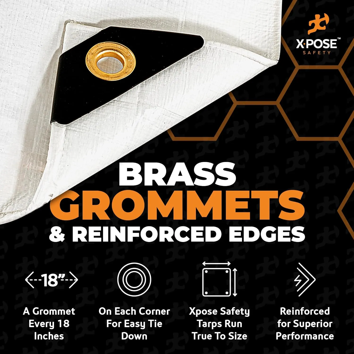 Heavy Duty White Poly Tarp 30' X 30' - Multipurpose Protective Cover - Durable, Waterproof, Weather Proof, Rip and Tear Resistant - Extra Thick 12 Mil Polyethylene - by Xpose Safety
