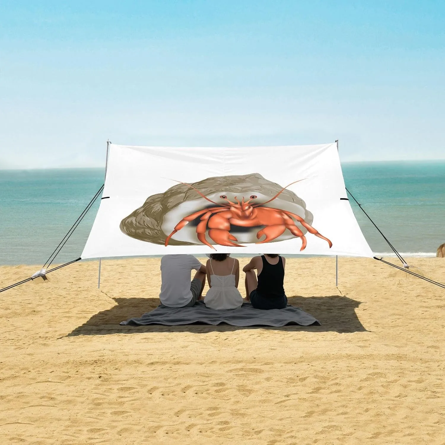 Hermit Crab Beach Canopy Tent Anti-UV & Wind Resistant, Camping Sun Shelter Easy Setup Portable,Outdoor Shade Tents with Sandbags,Sand Shovels,Ground Pegs & Stability Poles