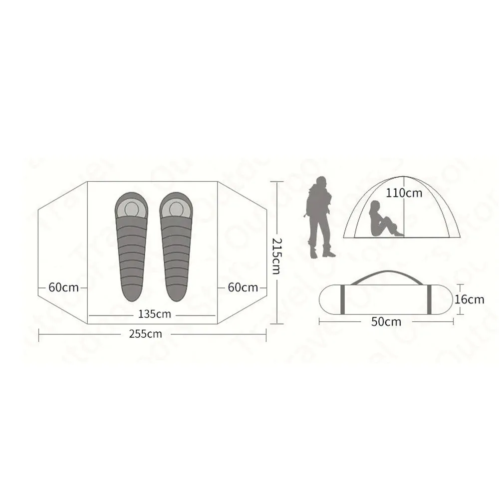 Hewolf 2 Person Camping Tent - Tan