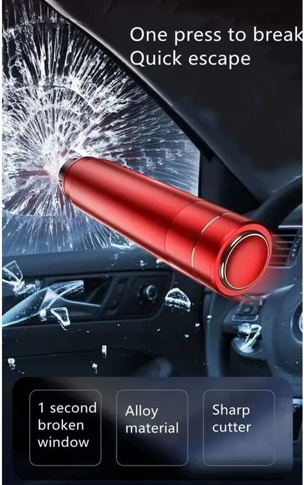 HHXS Car Glass Breaker and Seatbelt Cutter 4 Pack,Car Window Breaker Tool,Life Hammer Car Safety Hammer Escape Hammer with Tempered Glass Sample Universal Safe Hammer Emergency Hammer for Car(Red)