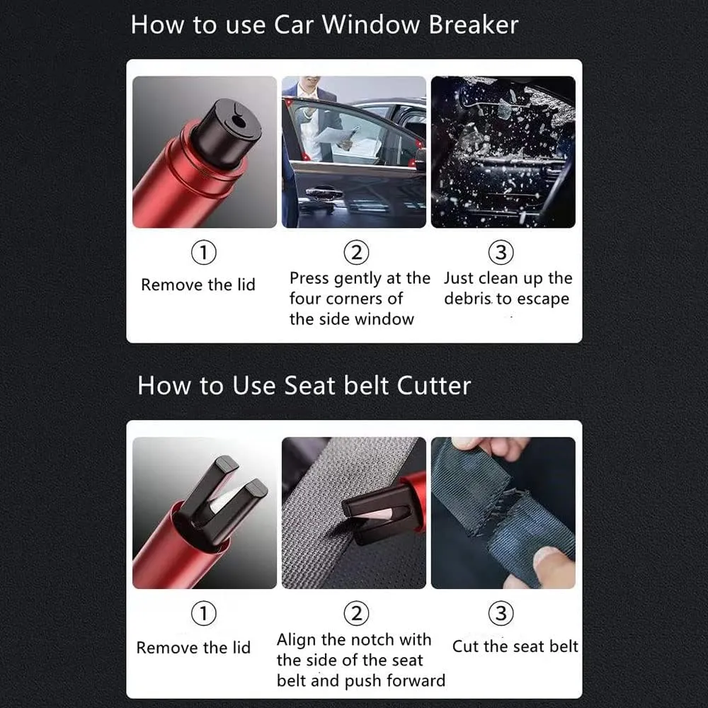 HHXS Car Glass Breaker and Seatbelt Cutter 4 Pack,Car Window Breaker Tool,Portable Car Safety Hammer Escape Hammer with Tempered Glass Sample Universal Safe Hammer Emergency Hammer for Car(Black)