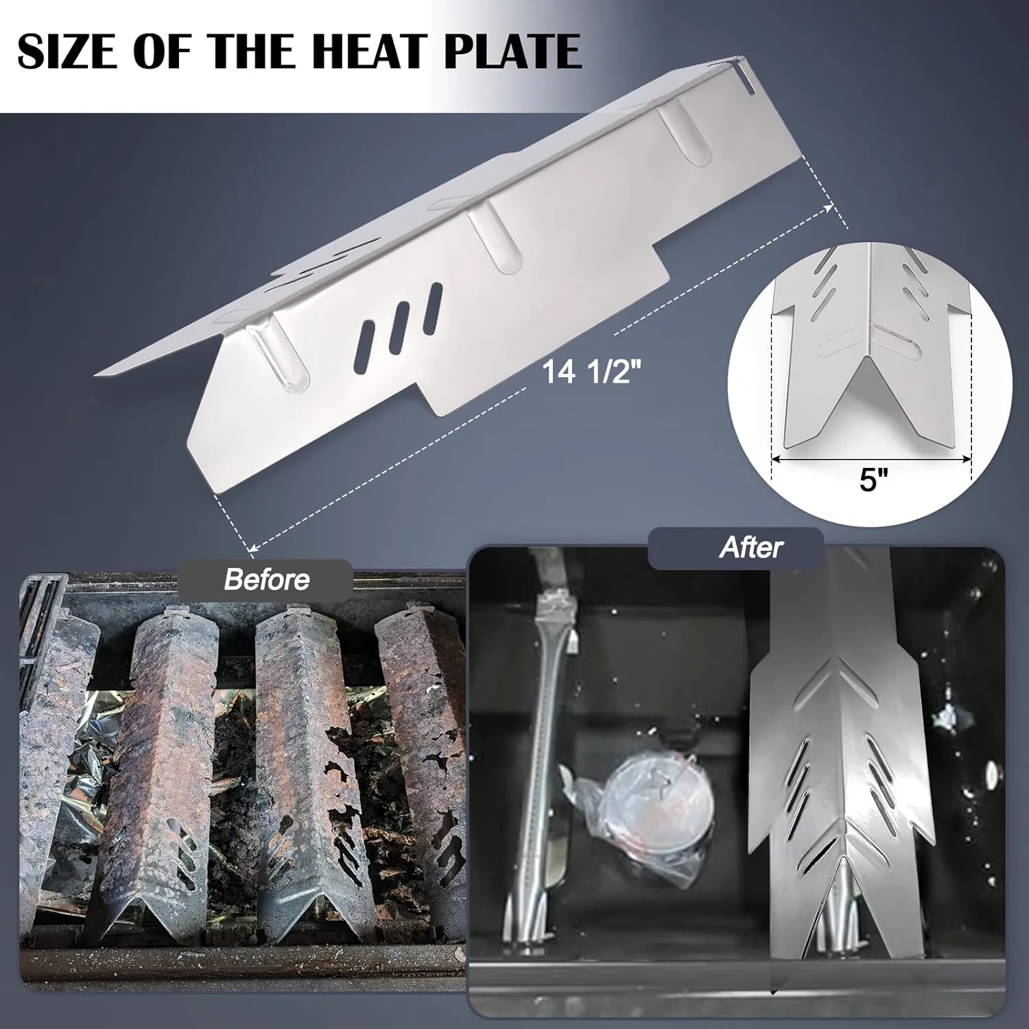 Hiorucet DGF350CSP Grill Replacement Parts for Dyna Glo 2 Burners, Heat Plate Shield Tent Burner Covers and Burner Tubes for Dyna Glo BBQ Grill Parts DGF350CSP-D, DGH353CRP, DGH373CRP-D, DGC350CNP-D.