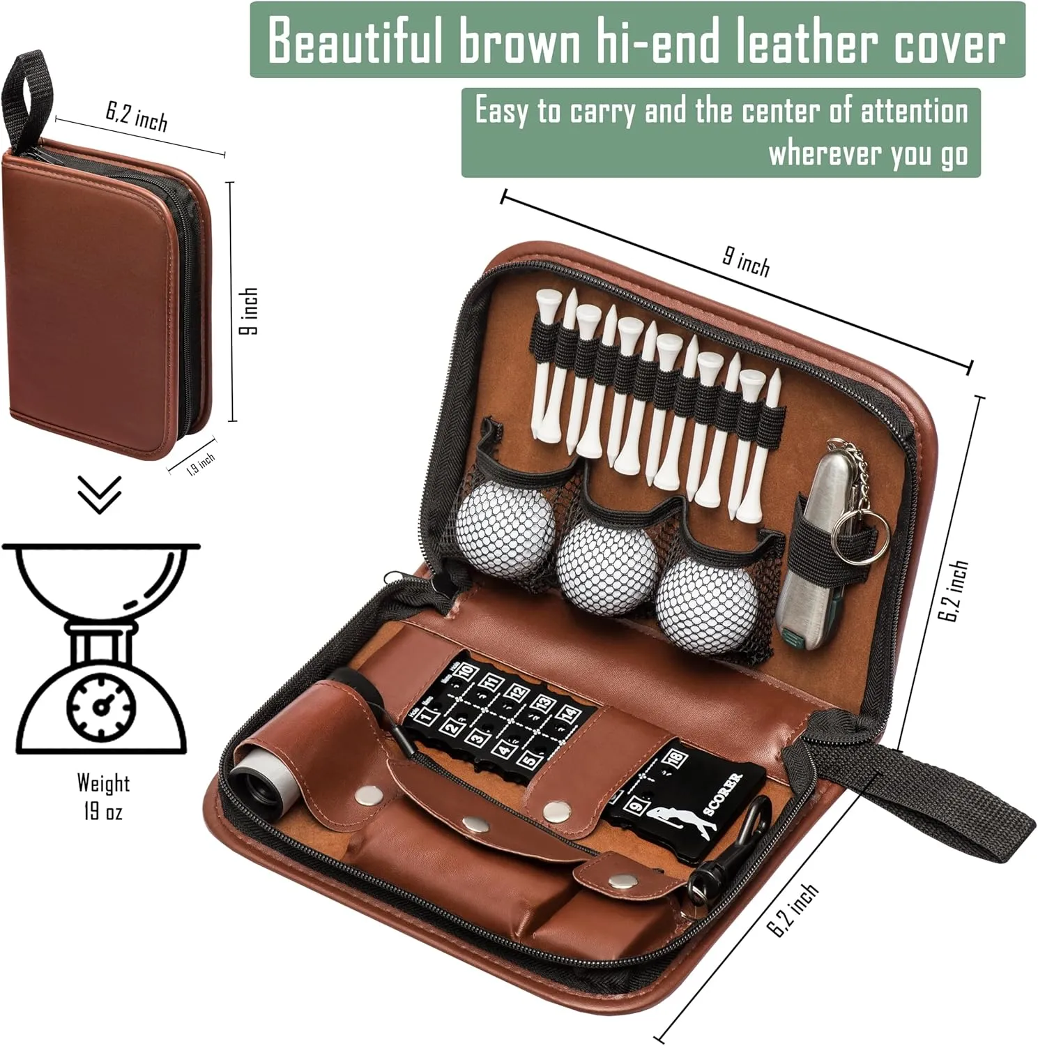 HIRQUITICKE Golf Gift Sets for Men & Women - Golf Accessories Set with Case, Golf Balls, Rangefinder, Golf Tees, Brush, Multifunctional Divot Knife, Scorer, Golf Ball Clamp
