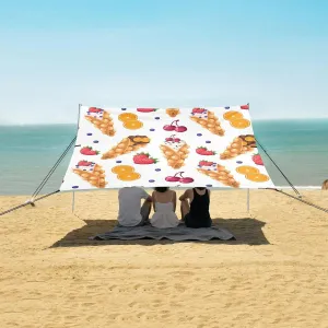 Hong Kong Waffle with Cherry Beach Camping Tent Sun Shelter for Whole Family, Beach Shade Canopy with UPF50  UV Protection,Easy Set Up and Carry,Outdoor Shade for Trips, Fishing, Backyard Fun P