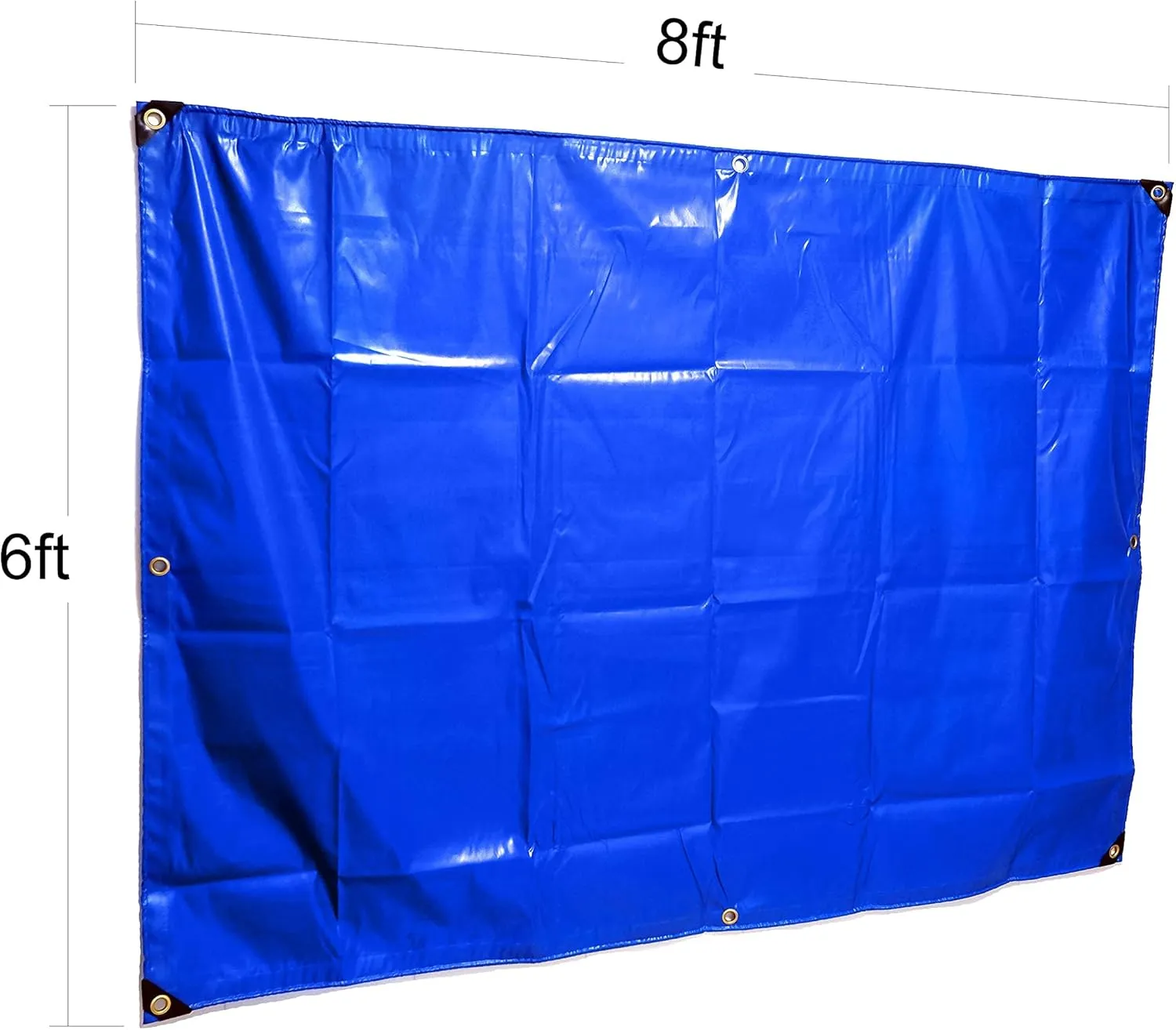 HTTMT- (6X8 Feet) 14 Mil Heavy Duty PVC-Coated Tarp Cover For Camping, Awning, Shades, Curtains Tent, Boat, Truck, RV Or Pool Cover Tarpaulin Sheet [P/N: ET-TP02-BLUE]
