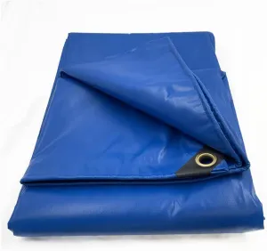 HTTMT- (6X8 Feet) 14 Mil Heavy Duty PVC-Coated Tarp Cover For Camping, Awning, Shades, Curtains Tent, Boat, Truck, RV Or Pool Cover Tarpaulin Sheet [P/N: ET-TP02-BLUE]
