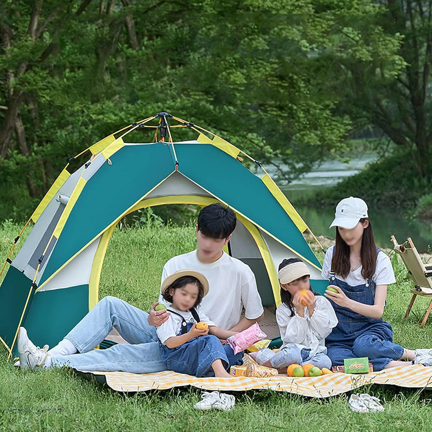HUHJYUGE 2/4 Person Tent Water Resistant, Instant Pop Up Tent for Camping Weatherproof, Easy Setup Beach Tent Sun Shelter, Ventilated Mesh Windows, for Backpacking, Hiking (A 3 Person)
