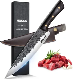 Huusk Knives from Japan, 8-inch Chef Knife, Professional Hand Forged Kitchen Knife, Japanese Gyutou Chef Knives, High Carbon Steel Cooking Knife for Meat Sushi Vegetables