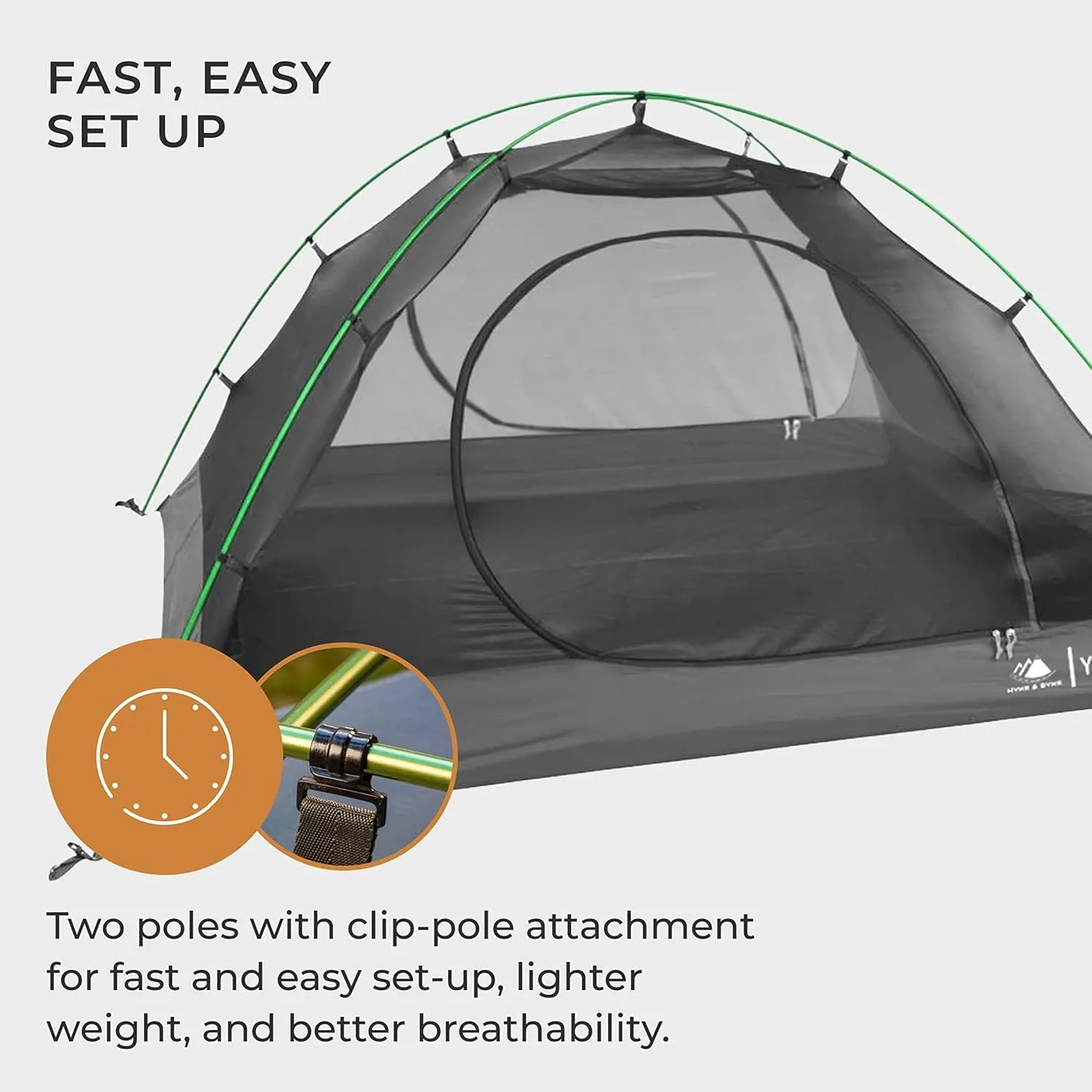 Hyke & Byke Yosemite Hiking & Backpacking Tent - 3 Season Ultralight, Waterproof Tent for Camping w/Rain Fly and Footprint - 2 Person - Lime Green