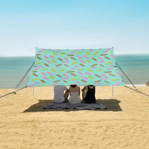 Ice Cream Chocolate Beach Canopy Tent Anti-UV & Wind Resistant, Camping Sun Shelter Easy Setup Portable,Outdoor Shade Tents with Sandbags,Sand Shovels,Ground Pegs & Stability Poles