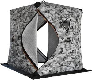 Ice Fishing Shelter Camping Equipment, Ice Fishing Camping, Cold Resistance, Warmth, Wind and Snow Protection, Suitable for 3-4 People (Camouflage)