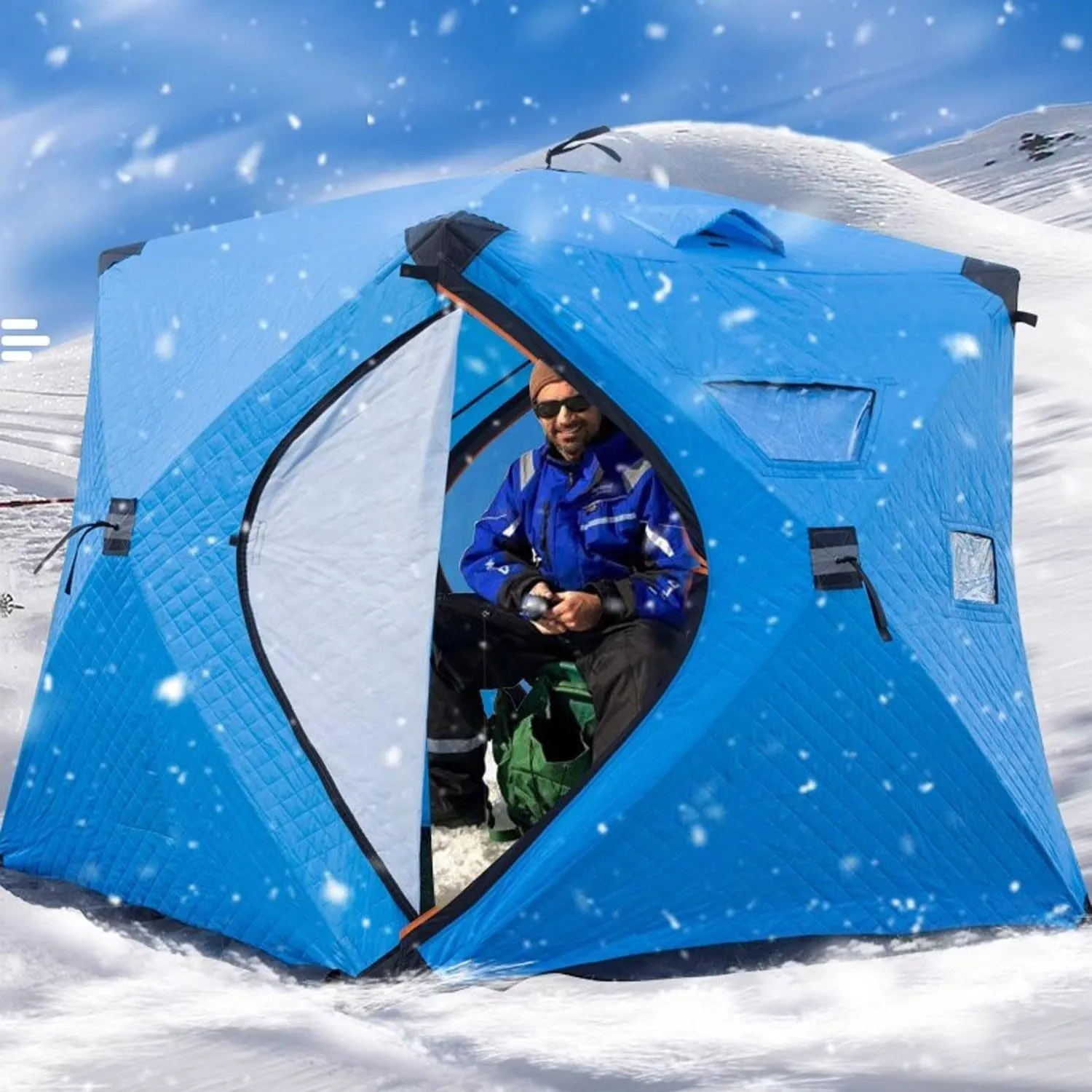 ice Fishing Tent ice Fishing shelter Insulated Winter Portable Thickened Cold-Proof, Wind-Resistant and Warm Tent for 2-3 People(Color:1)