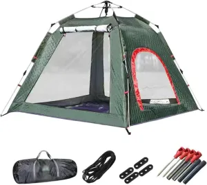 Ice Fishing Tent Pop Up 3-5 Person Ice Fishing Shelter with Carrying Bag, Ice Anchors and Windows, Portable Ice Shanty for Winter Fishing