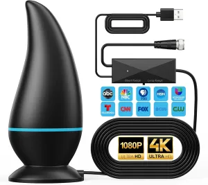 Indoor TV Antenna Long Range 1000 Miles, Antenna for Smart TV 4K 1080p Support Signal Reception with Signal Booster,13.5ft Coax HDTV Cable