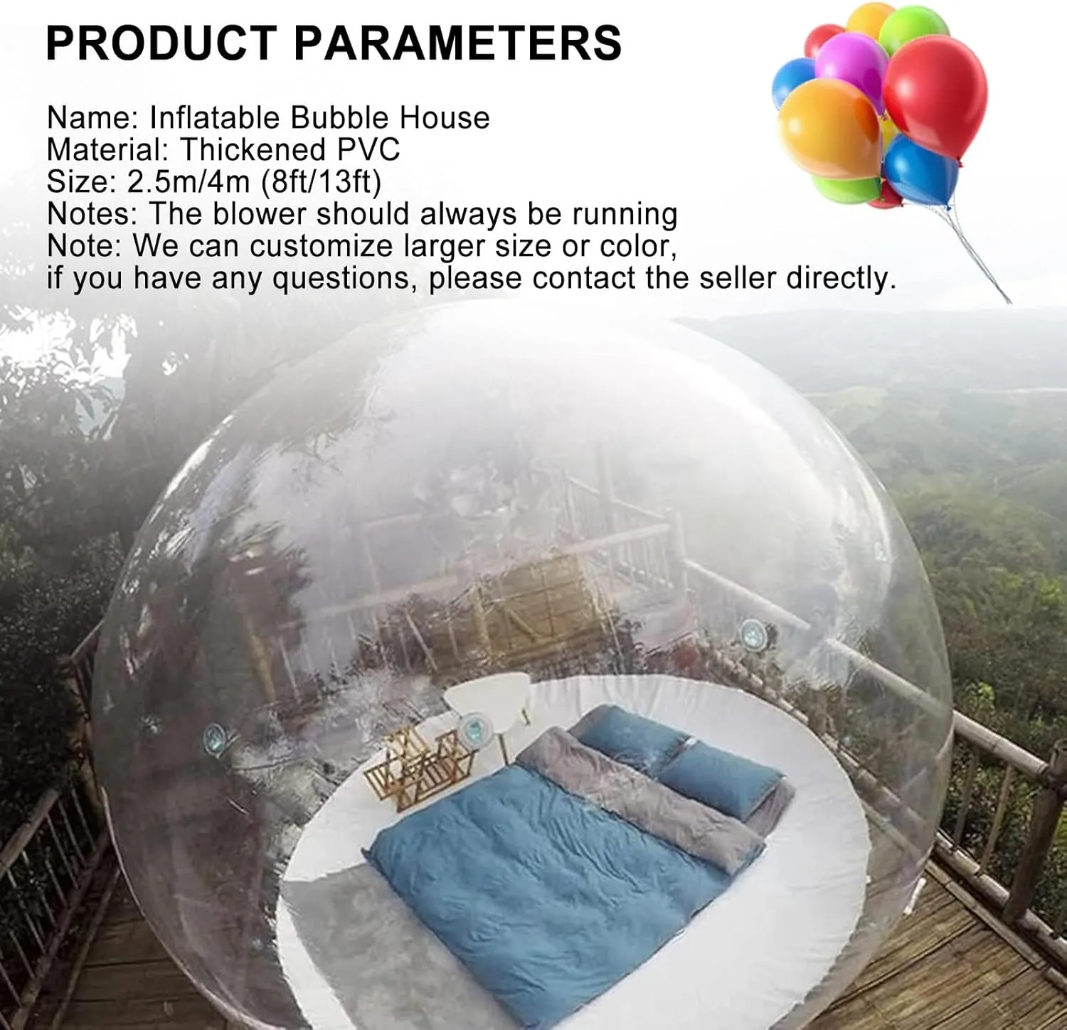 Inflatable Bubble Camping Tent, Outdoor Rainproof Transparent Dome Bubble House, Family Stargazing Outdoor Camping Bubble Tent,110v-13ft