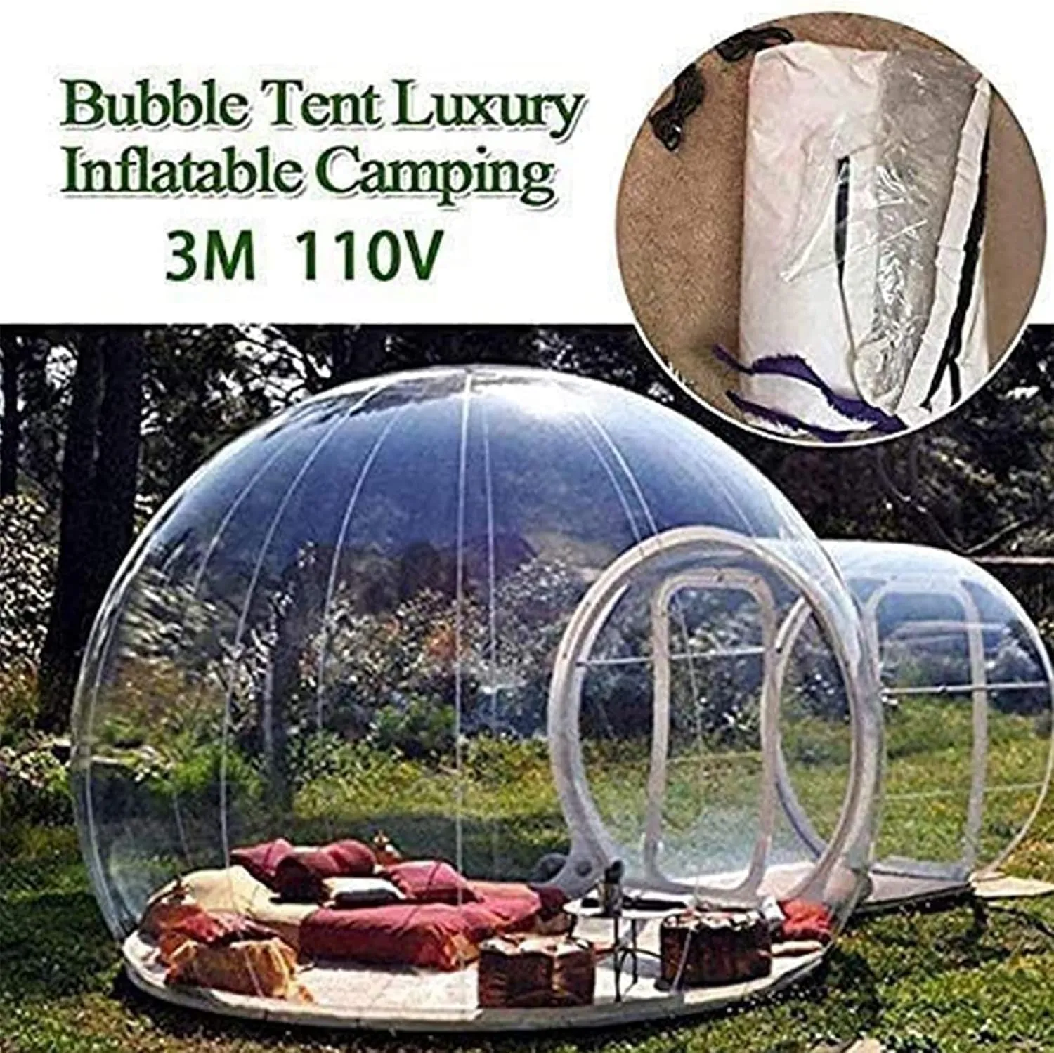 Inflatable Bubble Tent, Inflatable Outdoor Transparent Tent Dew, Rainproof and Windproof Camping Free Tent, Suitable for Indoor/Outdoor Home Backyard Stargazing