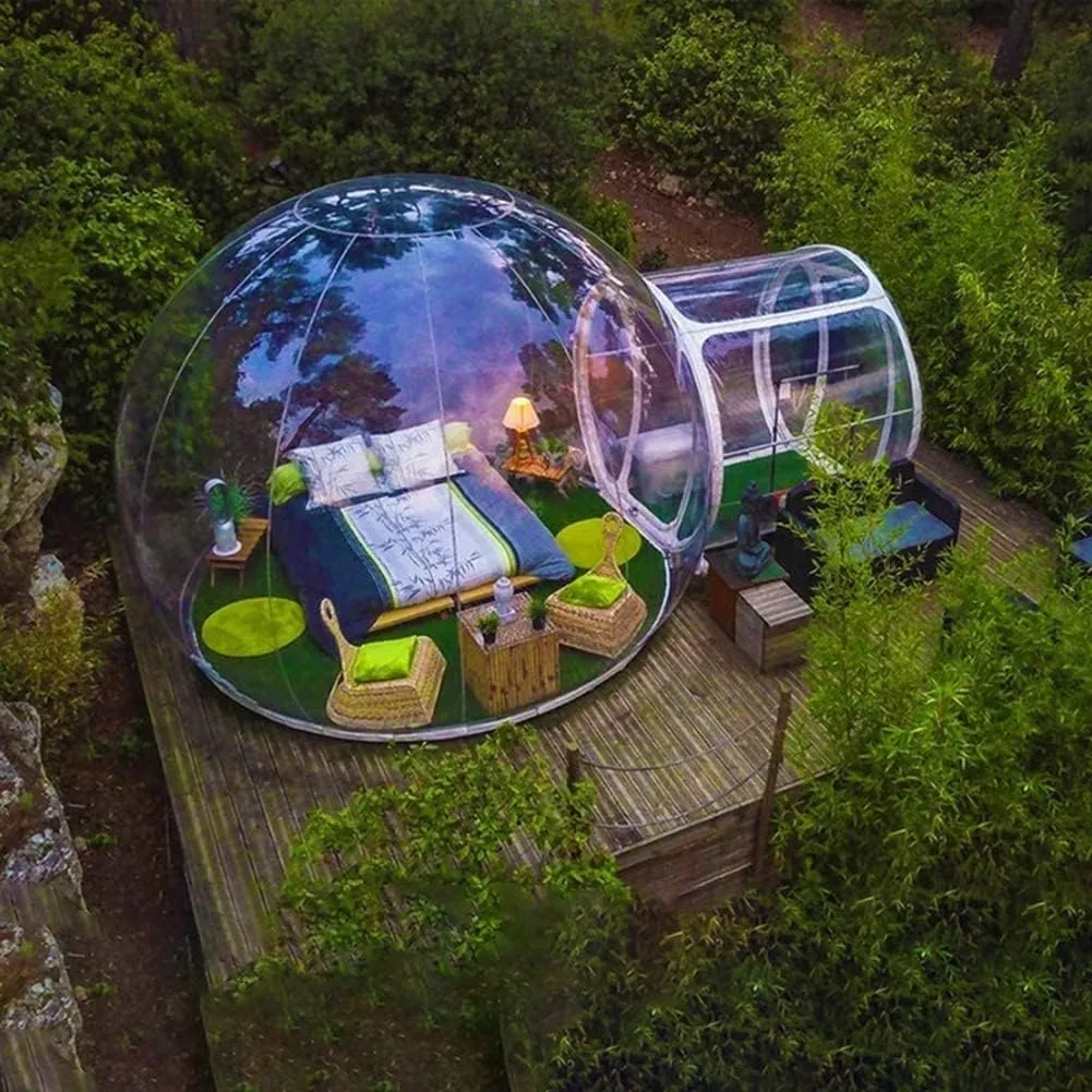 Inflatable Outdoor Transparent Tent, Camping Rainproof Windproof Camping Privacy Free Tent, 2-3 Person Inflatable Bubble House,Clear,3M, 4M