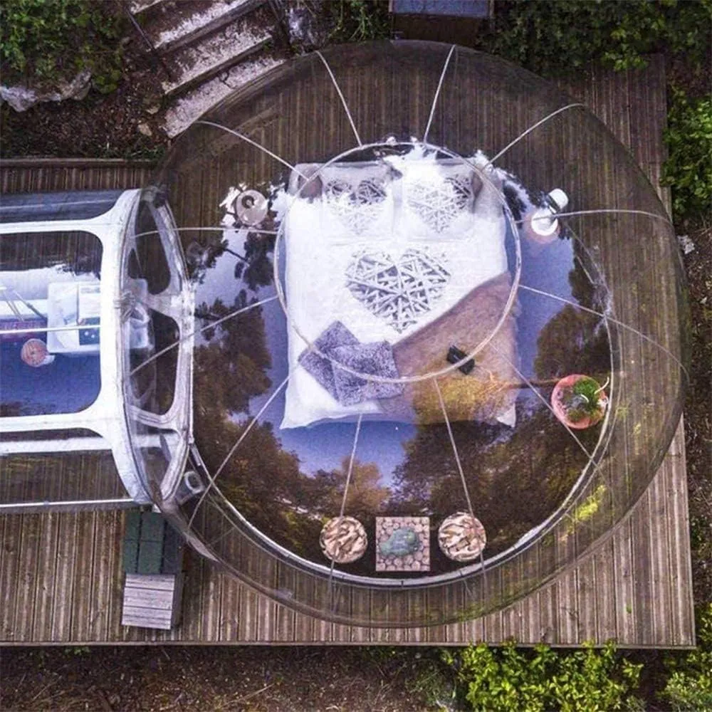 Inflatable Outdoor Transparent Tent, Camping Rainproof Windproof Camping Privacy Free Tent, 2-3 Person Inflatable Bubble House,Clear,3M, 4M