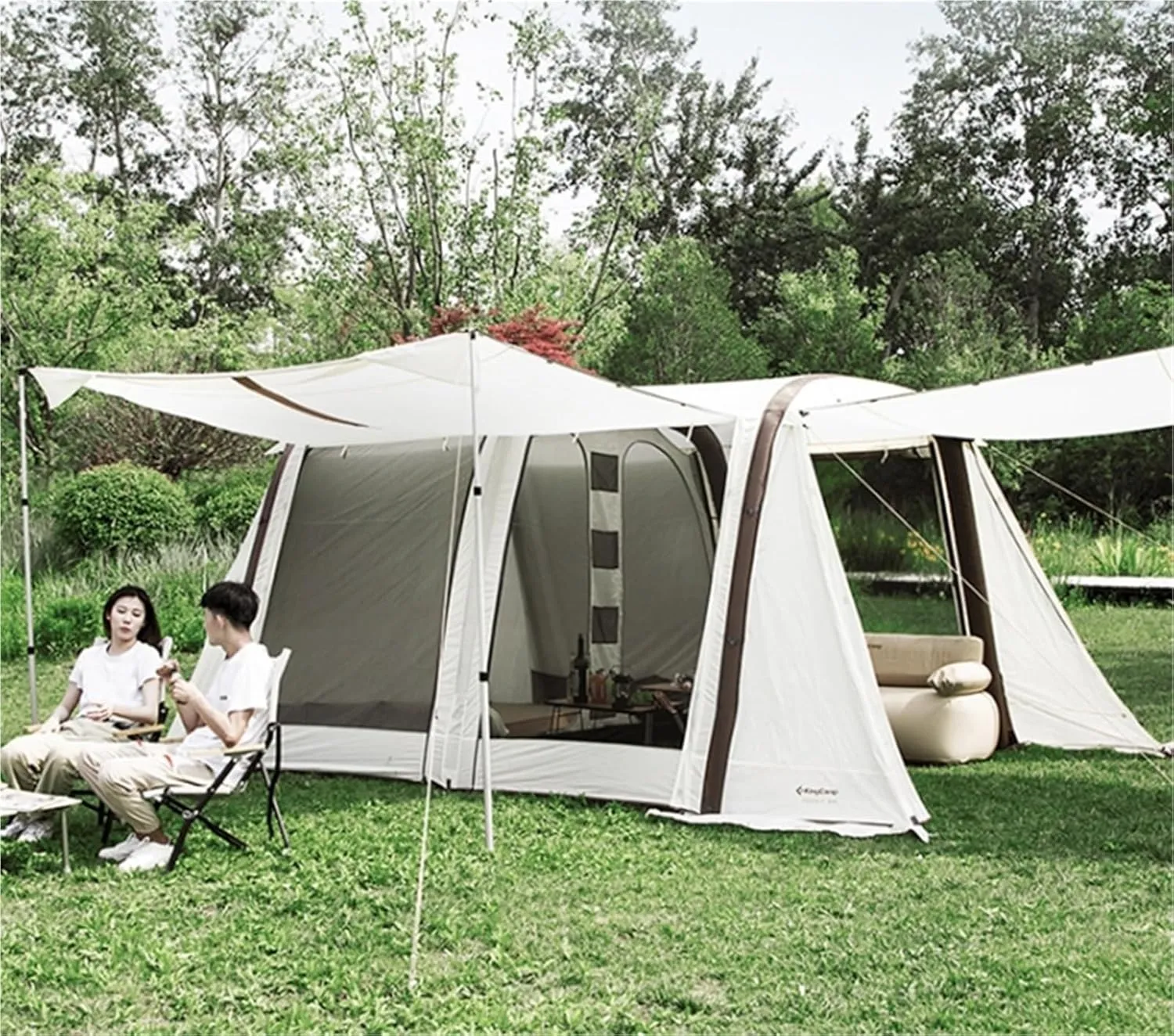 Inflatable Tent Outdoor Thickened Camping Equipment Windproof and Rainproof Two Rooms and One Living Room Large Space