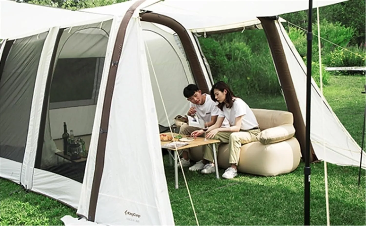Inflatable Tent Outdoor Thickened Camping Equipment Windproof and Rainproof Two Rooms and One Living Room Large Space