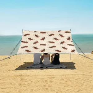 Insect Cockroach Pattern Beach Canopy Tent Anti-UV & Wind Resistant, Camping Sun Shelter Easy Setup Portable,Outdoor Shade Tents with Sandbags,Sand Shovels,Ground Pegs & Stability Poles