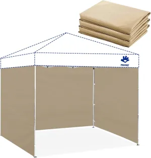 Instant Canopy Tent Sidewalls for 10x10 Pop Up Canopy Waterproof,99% UV Protection，3 Piece Sidewalls, Khaki(3PCS Sidewall Only, Canopy Tent NOT Included)