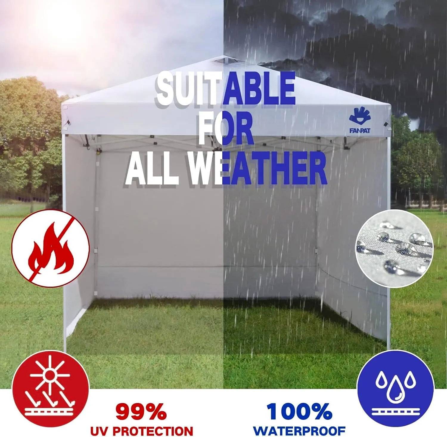 Instant Canopy Tent Sidewalls for 10x10 Pop Up Canopy Waterproof,99% UV Protection，3 Piece Sidewalls, Khaki(3PCS Sidewall Only, Canopy Tent NOT Included)