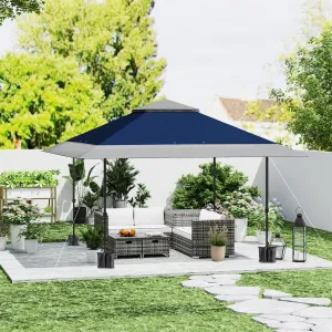 Instant Pop Up Gazebo - 13ft Outdoor Canopy Tent with UV50  & Wheeled Bag, Windproof Shelter for Backyard Parties & Beach Camping (Navy Blue)