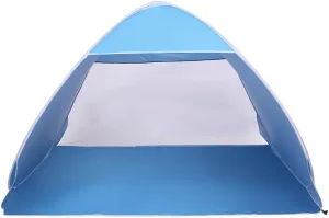 Instant Pop Up Sun Shelter Tent with Automatic Set-Up Beach Umbrella and Fishing Shelter for 2-3 People Blue