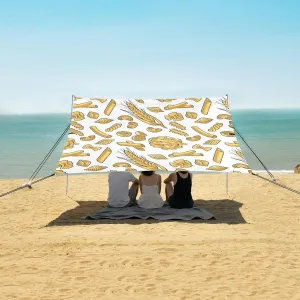 Italy Pasta Beach Canopy Tent Anti-UV & Wind Resistant, Camping Sun Shelter Easy Setup Portable,Outdoor Shade Tents with Sandbags,Sand Shovels,Ground Pegs & Stability Poles