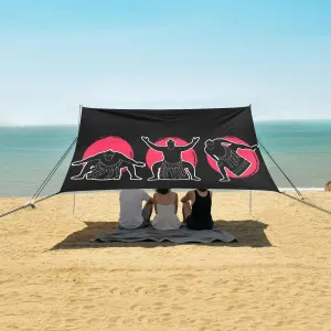 Japanese Sumo Silhouette Beach Camping Tent Sun Shelter for Whole Family, Beach Shade Canopy with UPF50  UV Protection,Easy Set Up and Carry,Outdoor Shade for Trips, Fishing, Backyard Fun Picni