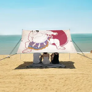 Japanese Sumo Wrestling Beach Camping Tent Sun Shelter for Whole Family, Beach Shade Canopy with UPF50  UV Protection,Easy Set Up and Carry,Outdoor Shade for Trips, Fishing, Backyard Fun Picnic
