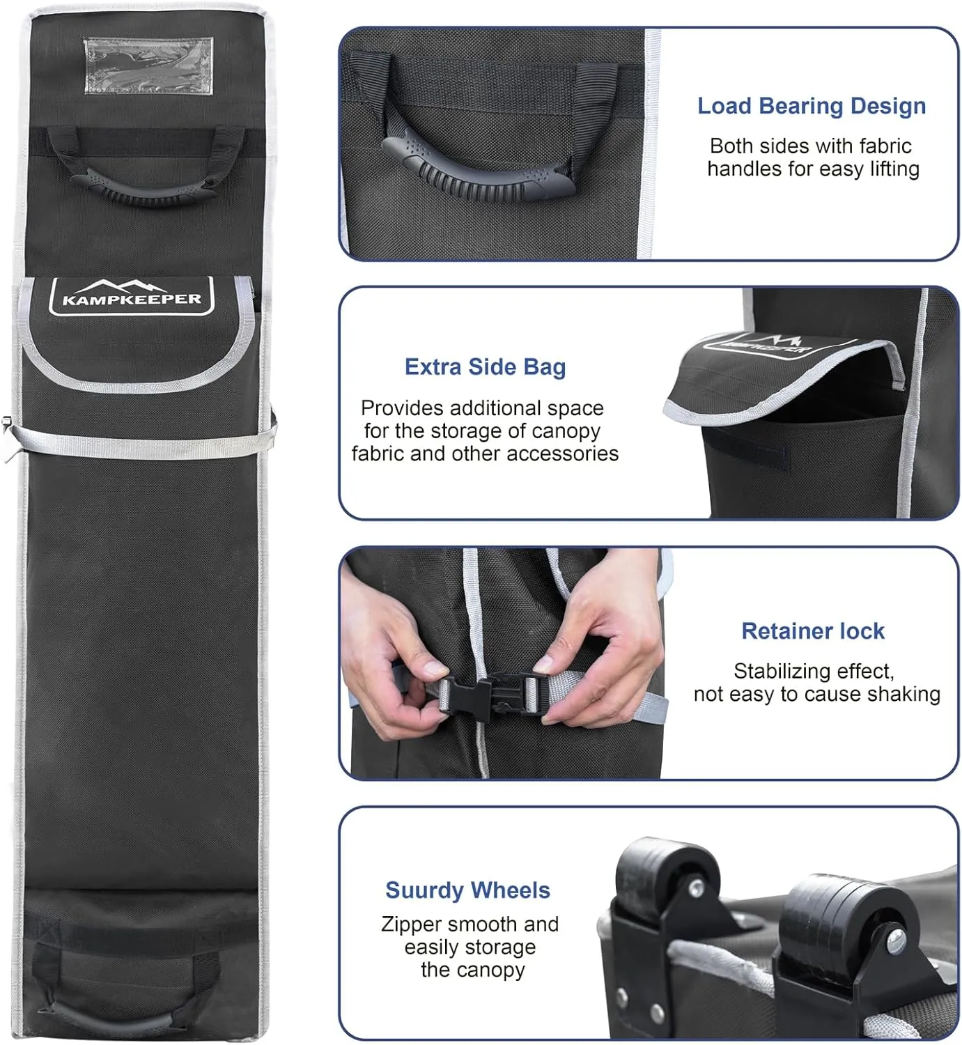 KAMPKEEPER Canopy Tent Storage Bags fits Most 10x10 Size Instant Canopies, pop-up Shelters and Tents