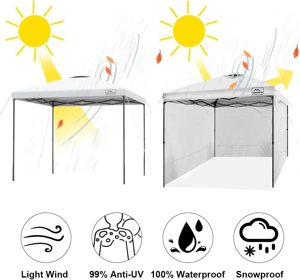 KAMPKEEPER Instant 10X10 Canopy Sidewalls with Zipper for Pop Up Canopy Frame, 3Pack Sunwalls fit 10' Outdoor Canopies with Straight Leg (Black)