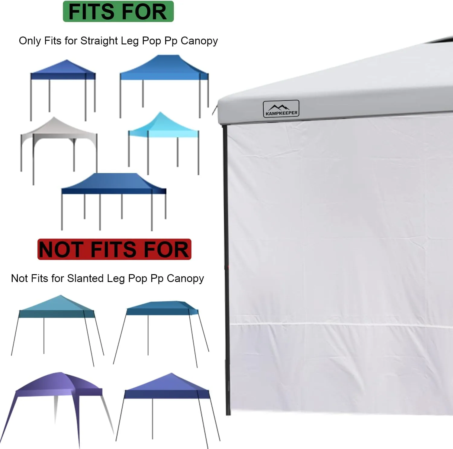 KAMPKEEPER Instant 10X10 Canopy Sidewalls with Zipper for Pop Up Canopy Frame, 3Pack Sunwalls fit 10' Outdoor Canopies with Straight Leg (Black)