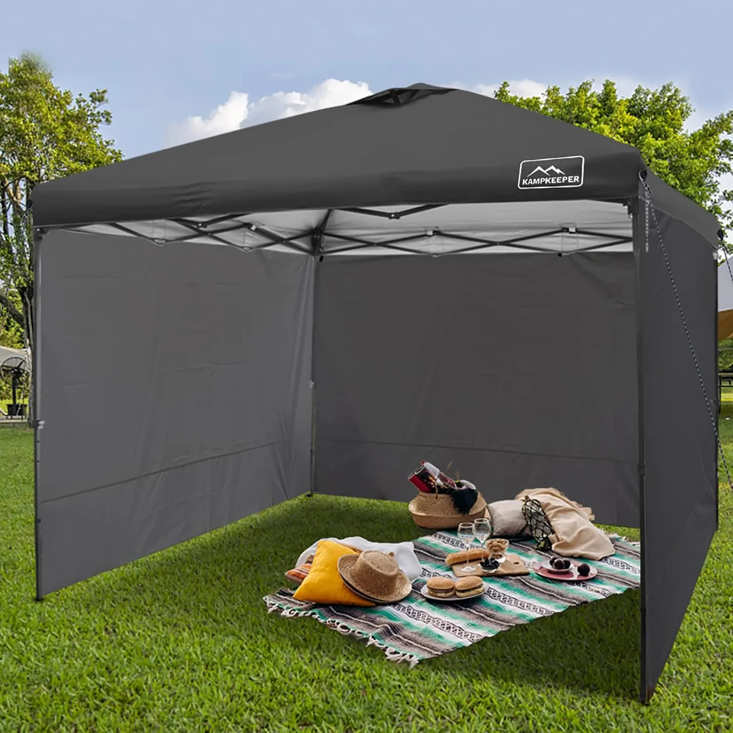 KAMPKEEPER Instant 10X10 Canopy Sidewalls with Zipper for Pop Up Canopy Frame, 3Pack Sunwalls fit 10' Outdoor Canopies with Straight Leg (Black)