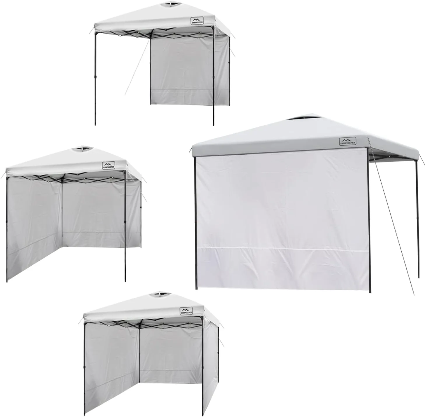 KAMPKEEPER Instant 10X10 Canopy Sidewalls with Zipper for Pop Up Canopy Frame, 3Pack Sunwalls fit 10' Outdoor Canopies with Straight Leg (Black)