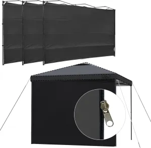 KAMPKEEPER Instant 10X10 Canopy Sidewalls with Zipper for Pop Up Canopy Frame, 3Pack Sunwalls fit 10' Outdoor Canopies with Straight Leg (Black)