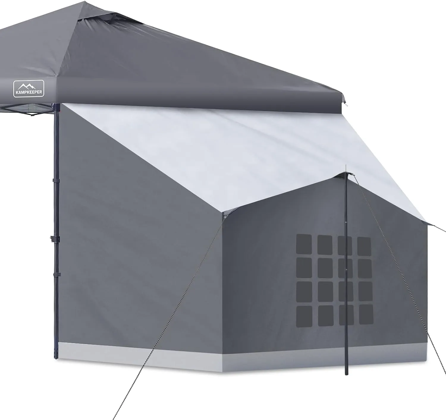 KAMPKEEPER Side Tent,Camping Tent for 10' x 10' Pop Up Canopy, Easy Set Up Gazebo,Compatible with 10' Wide Canopy Tents（Grey）