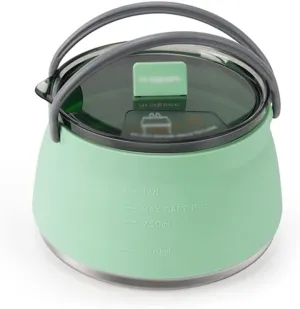 Kettle for Stove top 1L Portable Folding Silicone Water Kettle Pot Outdoor Camping Travelling Hiking Kitchen Tools Lightweight Coffee Kettle Kitchen Supplies Teapots (Color : Green)