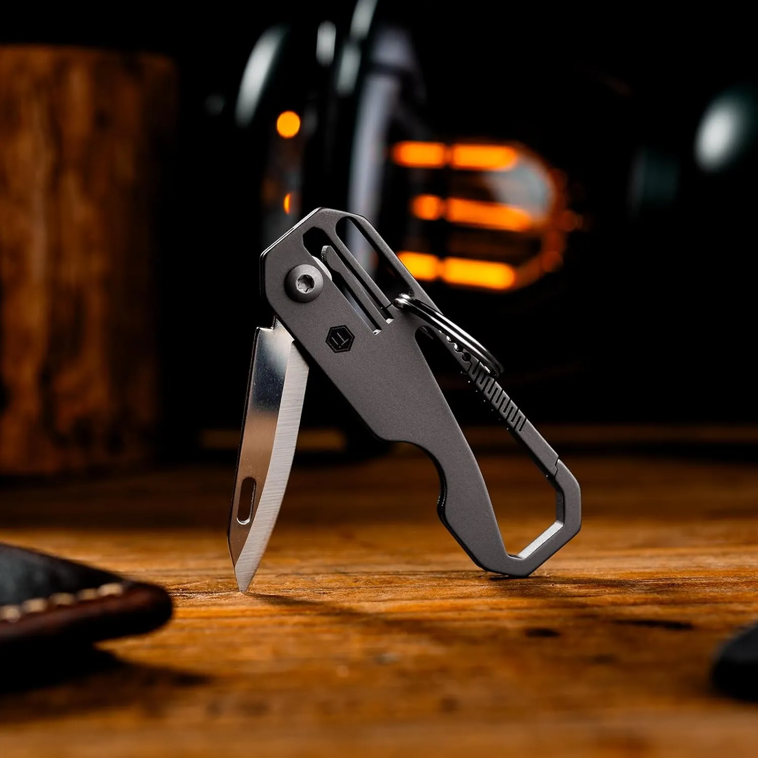 KeyUnity KK08 EDC Folding Knife-Titanium Pocket Utility Knife with Carabiner for Everyday Carry (KK08)