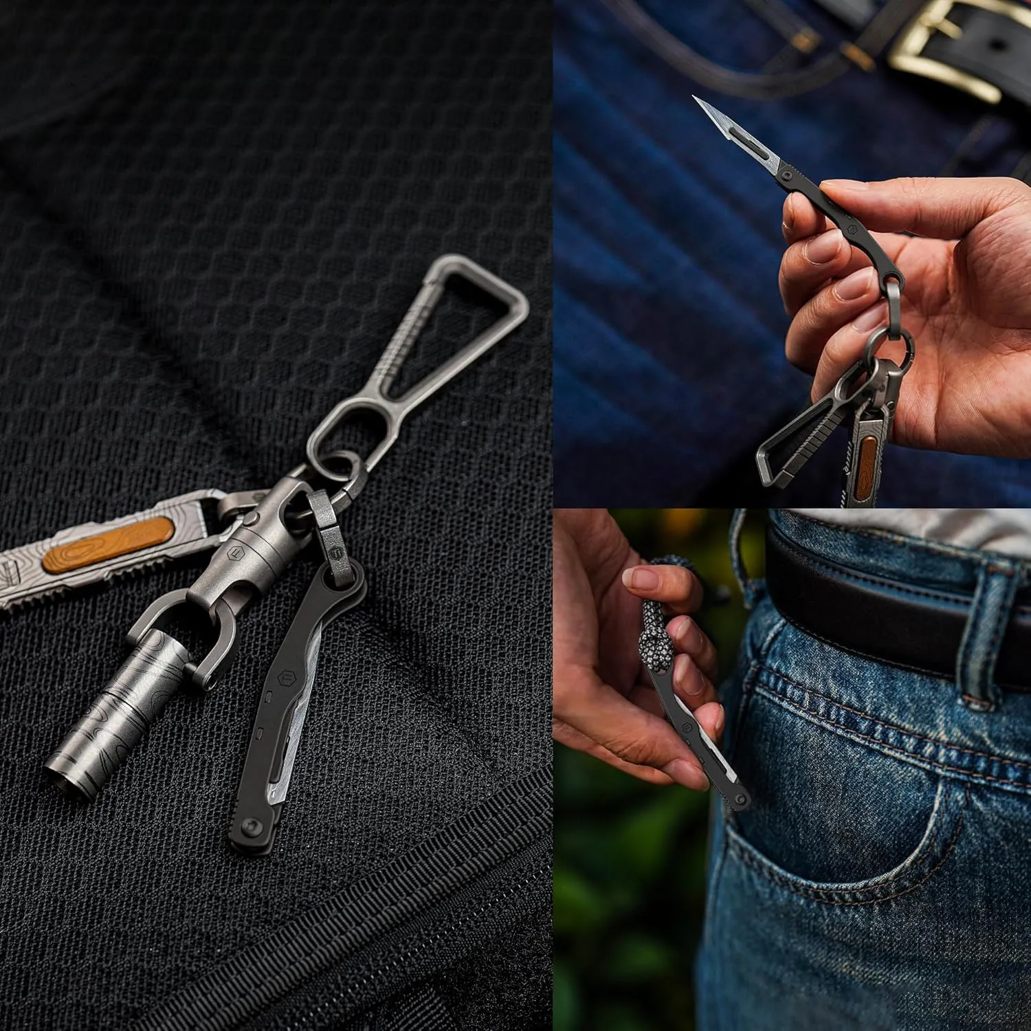 KeyUnity KK13 Mini Titanium Scalpel Knife with #11 Replaceable Blades, EDC Utility Folding Knife for Outdoor Hunting, Camping, Fishing, Hiking for Men & Women(Black)