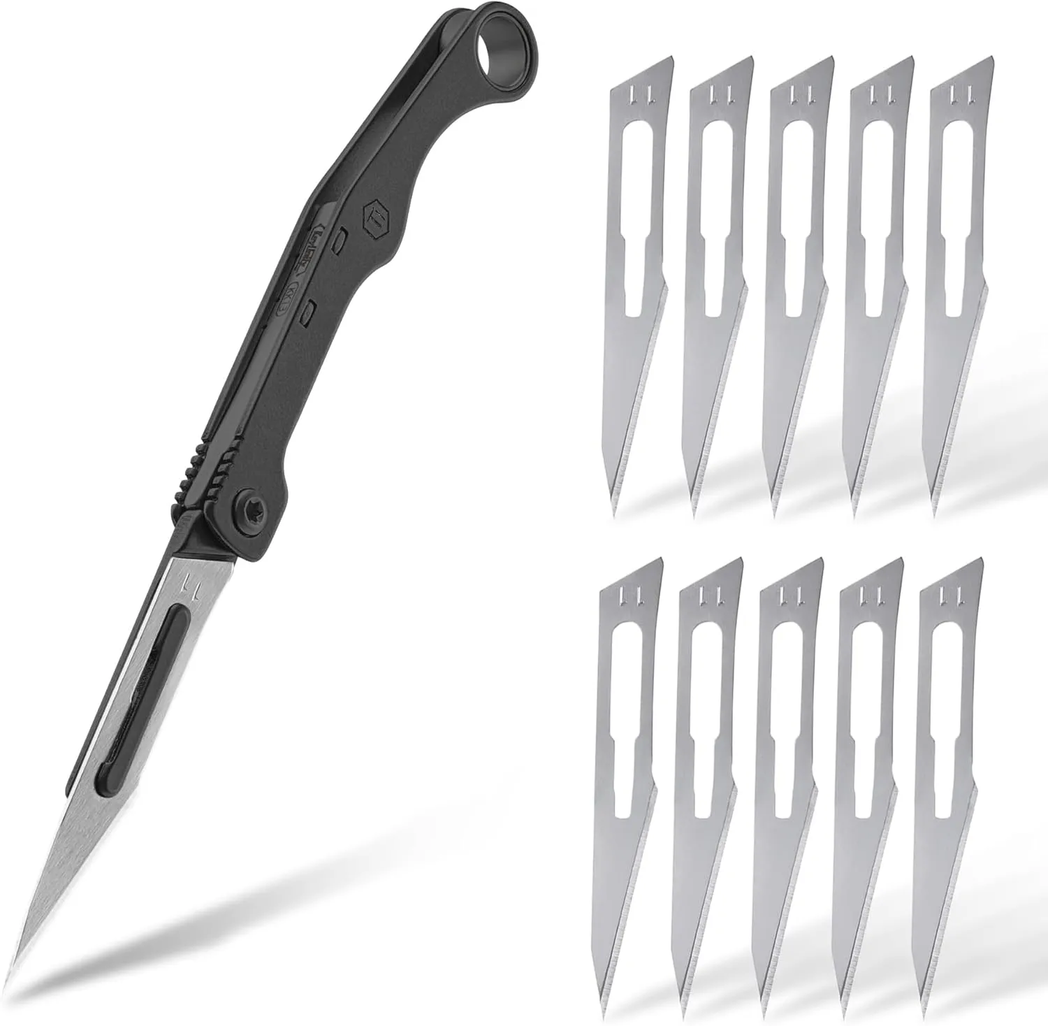 KeyUnity KK13 Mini Titanium Scalpel Knife with #11 Replaceable Blades, EDC Utility Folding Knife for Outdoor Hunting, Camping, Fishing, Hiking for Men & Women(Black)