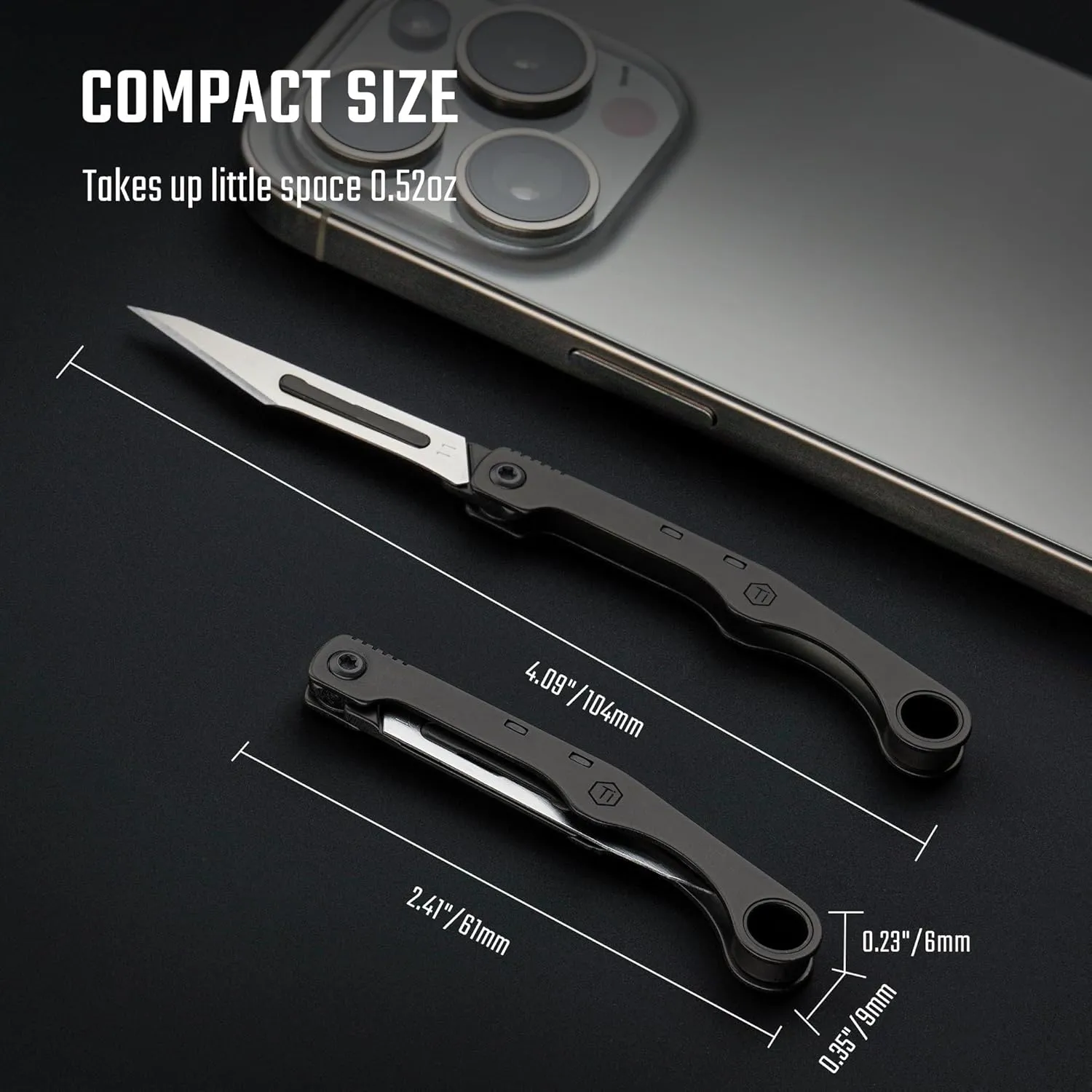 KeyUnity KK13 Mini Titanium Scalpel Knife with #11 Replaceable Blades, EDC Utility Folding Knife for Outdoor Hunting, Camping, Fishing, Hiking for Men & Women(Black)